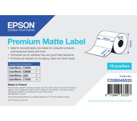 Epson Premium Matte Label - Die-cut Roll: 102mm x 152mm, 225 labels