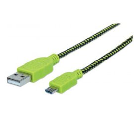 Manhattan 394062 cavo USB 1 m USB 2.0 USB A Micro-USB B Nero, Verde