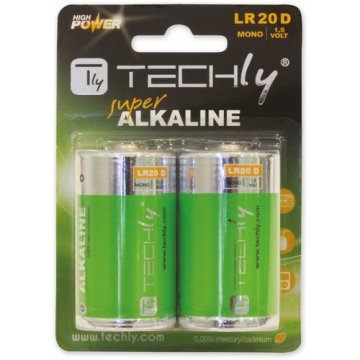 Techly Blister 2 Batterie High Power Alcaline Torcia D LR20 1,5V (IBT-KAL-LR20T)