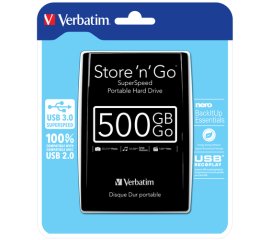 Verbatim Disco rigido portatile Store 'n' Go USB 3.0 500GB Nero