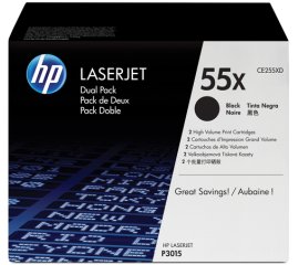 HP Confezione da 2 cartucce originali di Toner nero ad alta capacità LaserJet 55X