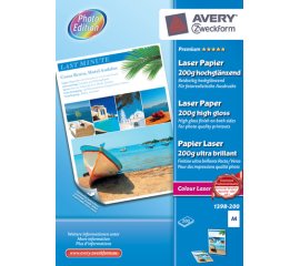 Avery Premium Colour Laser, A4, 200g carta inkjet A4 (210x297 mm) Lucida 200 fogli Bianco