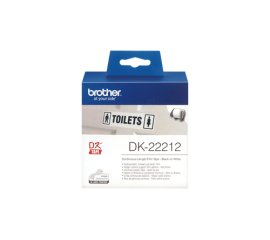 Brother Rotolo di etichette di pellicola a lunghezza continua originale DK-22212 – Nero su bianco, 62 mm di larghezza.