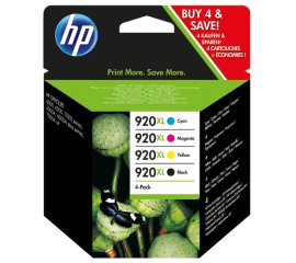 HP 920XL 4-pack High Yield Black/Cyan/Magenta/Yellow Original Ink Cartridges cartuccia d'inchiostro 4 pz Originale Resa elevata (XL) Nero, Ciano, Magenta, Giallo