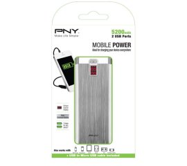 PNY PowerPack Digital 5200 Ioni di Litio 5200 mAh Alluminio