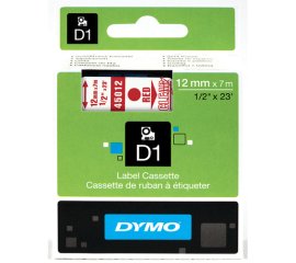 DYMO D1 - Standard Etichette - Rosso su trasparente - 12mm x 7m