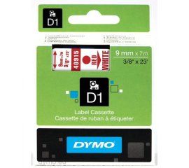 DYMO D1 - Standard Etichette - Rosso su bianco - 9mm x 7m