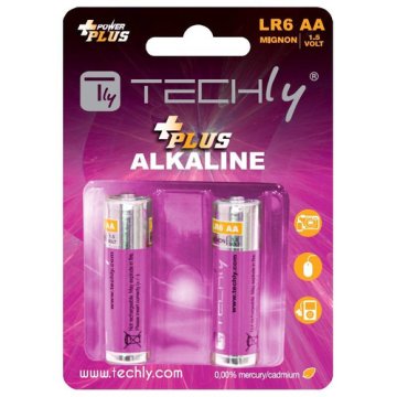 Techly Blister 2 Batterie Power Plus Stilo AA Alcaline LR06 1,5V (IBT-KAP-LR06-B2T)