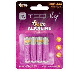 Techly Blister 4 Batterie Power Plus Mini Stilo AAA Alcaline LR03 1.5V (IBT-KAP-LR03T)