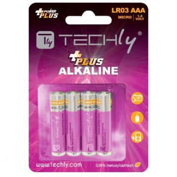 Techly Blister 4 Batterie Power Plus Mini Stilo AAA Alcaline LR03 1.5V (IBT-KAP-LR03T)