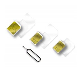 Techly Adattatore Scheda SIM (4 in 1) nano-SIM, Micro-SIM e SIM Bianco (I-SIM-3W)
