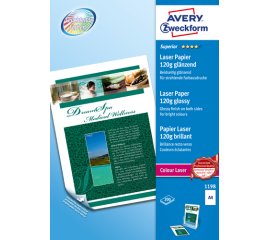 Avery Premium Colour Laser Photo Paper 120 g/m² carta inkjet A4 (210x297 mm) Lucida Bianco