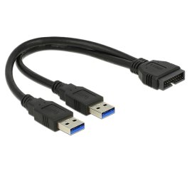 DeLOCK 0.25m USB3.0/2xUSB3.0 cavo USB 0,25 m USB 3.2 Gen 1 (3.1 Gen 1) 2 x USB A Nero