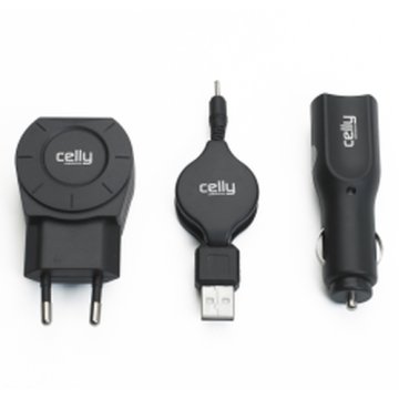 Celly UNIKO04 Caricabatterie per dispositivi mobili Telefono cellulare Nero AC, Accendisigari, USB Auto, Interno