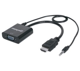 Manhattan 151450 cavo e adattatore video 0,3 m HDMI + 3.5mm VGA (D-Sub) Nero