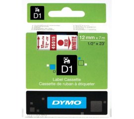 DYMO D1 - Standard Etichette - Rosso su bianco - 12mm x 7m