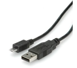 ROLINE 11.02.8754 cavo USB 0,8 m USB 2.0 USB A Micro-USB B Nero