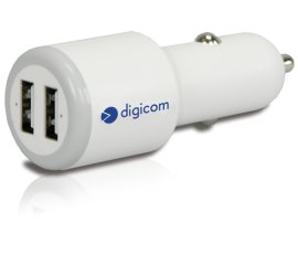 Digicom 8E4508 Caricabatterie per dispositivi mobili Fotocamera, GPS, Telefono cellulare, MP3, MP4, Tablet Bianco Accendisigari Auto