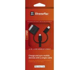 XtremeMac 3 IN 1 USB Mobile Cable cavo USB 1 m Mini-USB B Micro-USB B Nero