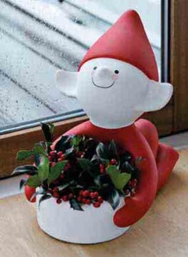 Sirius Home Elf Lucky Welcome statuetta e statua ornamentale Rosso, Bianco Ceramica
