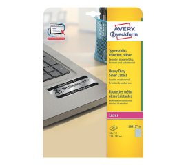 Avery Etichette in poliestere argento - per stampanti Laser bianco/nero - 210 x 297 mm