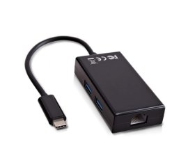 V7 USB-C(m) a Ethernet(f) Hub Nero