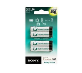 Sony NI-MH, AAA, 900 mAh Batteria ricaricabile Mini Stilo AAA Nichel-Metallo Idruro (NiMH)