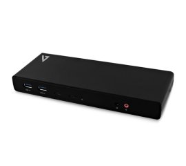 V7 Docking Station USB-C con erogazione di alimentazione massima di 65 W, doppio monitor 4K, HDMI, Displayport, Displaylink