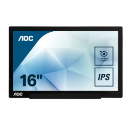 AOC 01 Series I1601FWUX Monitor PC 39,6 cm (15.6") 1920 x 1080 Pixel Full HD LED Argento, Nero