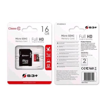 S3+ S3SDC10/16GB MICRO SDHC 16GB CLASSE 10 + ADATTATORE
