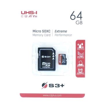 S3+ S3SDC10V30/64GB MICRO SDXC 64GB CLASSE 10 + ADATTATORE