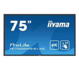 iiyama ProLite TE7568MIS-B1AG Pannello piatto interattivo 190,5 cm (75") LED 310 cd/m² 4K Ultra HD Nero Touch screen 24/7