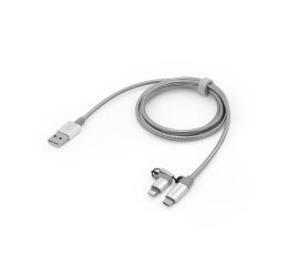 Verbatim 48869 cavo USB 1 m USB A Micro-USB B/Lightning Alluminio, Grigio