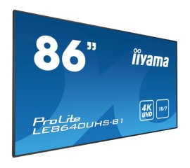 iiyama LE8640UHS-B1 visualizzatore di messaggi Pannello piatto per segnaletica digitale 2,17 m (85.6") LED 410 cd/m² 4K Ultra HD Nero Android 18/7