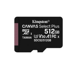 Kingston Technology Scheda micSDXC Canvas Select Plus 100R A1 C10 da 512GB + adattatore