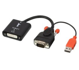 Lindy 38184 cavo e adattatore video 0,2 m DVI-D VGA (D-Sub) + USB Nero, Arancione