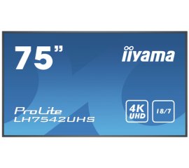 iiyama LH7542UHS-B1 visualizzatore di messaggi Pannello piatto per segnaletica digitale 189,2 cm (74.5") LED 500 cd/m² 4K Ultra HD Nero Processore integrato Android 8.0