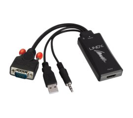 Lindy 38183 cavo e adattatore video HDMI tipo A (Standard) VGA (D-Sub) + 3.5mm + USB Type-A Nero
