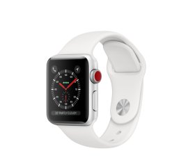 Apple Watch Series 3 GPS + Cellular, 38mm in alluminio argento con cinturino Sport Bianco