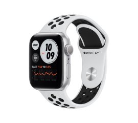 Apple Watch Nike Series 6 GPS, 40mm in alluminio argento con cinturino Sport Nike Platino/Nero