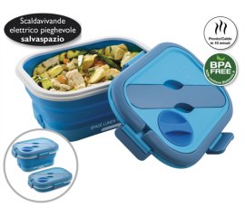 Macom Space Lunch To Go Scaldavivande in silicone pieghevole SalvaSpazio 0,8 L Blu, Bianco Adulto 35 W