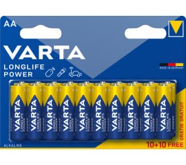 Varta Longlife Power, Batteria Alcalina, AA, Mignon, LR6, 1.5V, Blister da 10+10, Made in Germany