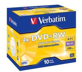 Verbatim DVD+RW Matt Silver 4x 4,7 GB 10 pz