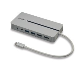 Lindy 43360 replicatore di porte e docking station per laptop Cablato USB 3.2 Gen 1 (3.1 Gen 1) Type-C Argento, Bianco
