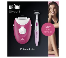 Braun Silk-épil 3 -420, Epilatore Elettrico Donna Per La Rimozione Duratura Dei Peli - Bianco/Rosa