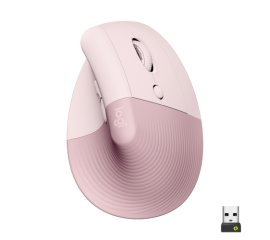 Logitech Lift Mouse Ergonomico Verticale, Senza Fili, Ricevitore Bluetooth o Logi Bolt USB, Clic Silenziosi, 4 Tasti, Compatibile con Windows / macOS / iPadOS, Laptop, PC. Rosa