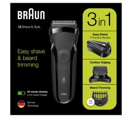 Braun Series 3 Shave&Style 300BT Rasoio Da Barba Elettrico Da Uomo, Nero