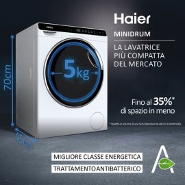 Haier MiniDrum, Lavatrice, 5kg, Classe A, Bianco, HW50-BP12307-S venduto su Radionovelli.it!