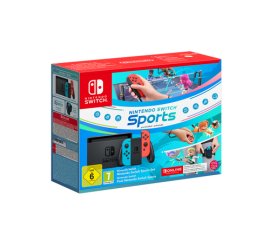 Nintendo Switch con Joy-Con Rosso Neon e Blu Neon + Switch Sports + fascia per la gamba + Tre mesi di Switch Online