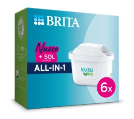 Brita Filtro per acqua MAXTRA PRO All-in-1 Pacchetto di risparmio semestrale da 6 filtri - NUOVO MAXTRA+ Riduce impurità, cloro, pesticidi e calcare per acqua del rubinetto dal gusto migliore